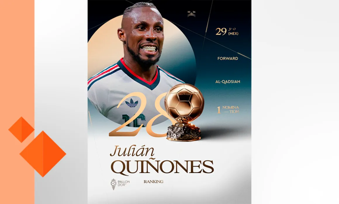 Queda Julián Quiñones en el lugar 28 del Balón de Oro 
