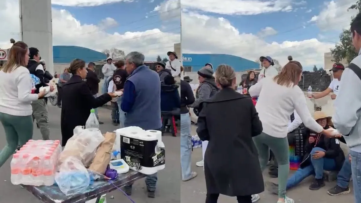 Llevan tortas y agua a manifestantes y afectados en la México-Toluca