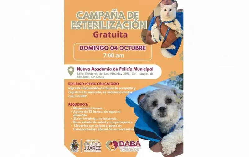 Llevará DABA esterilizaciones a la colonia Parajes de San Jose