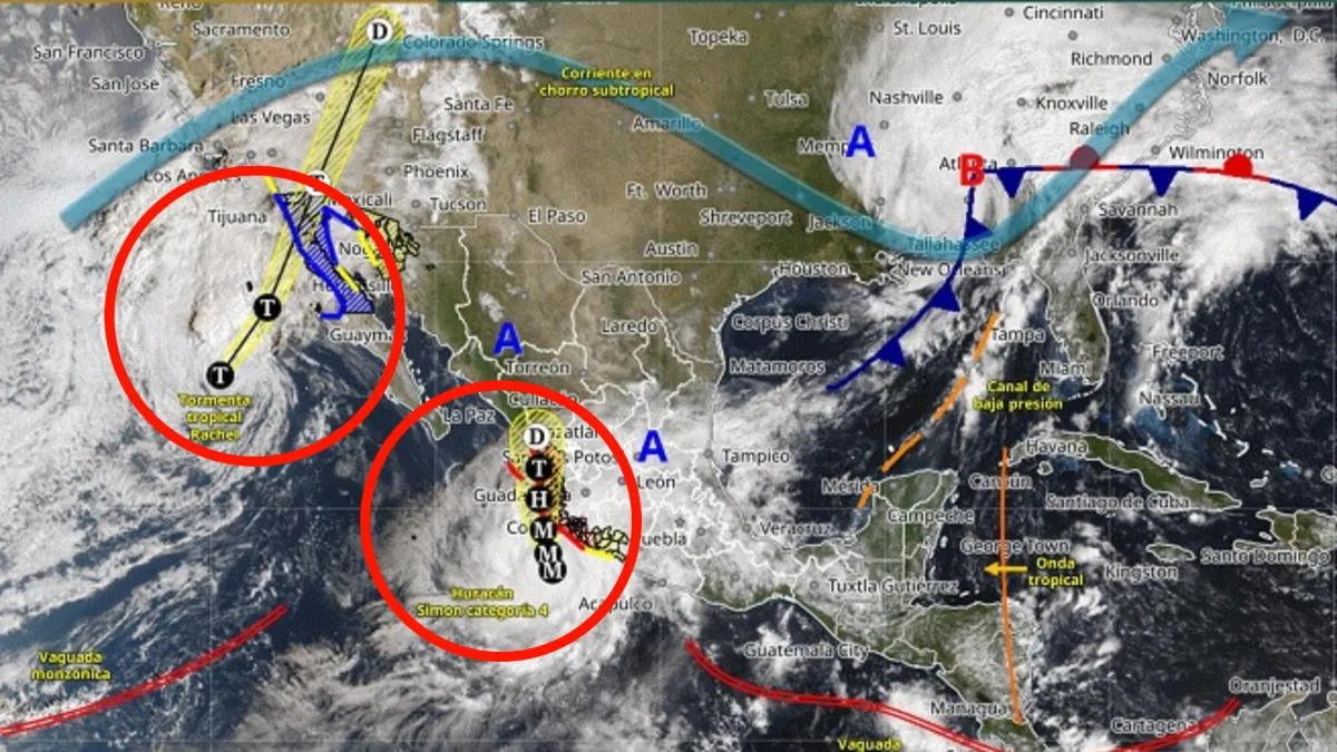 México en alerta por severidad extrema de Simon y Rachel que avanzan hacia costas de Colima y BC
