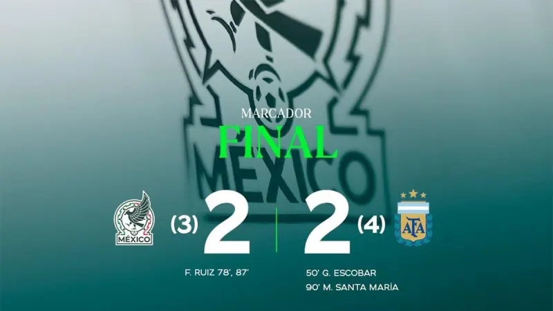 Argentina supera a México en penales en la Vertex Cup