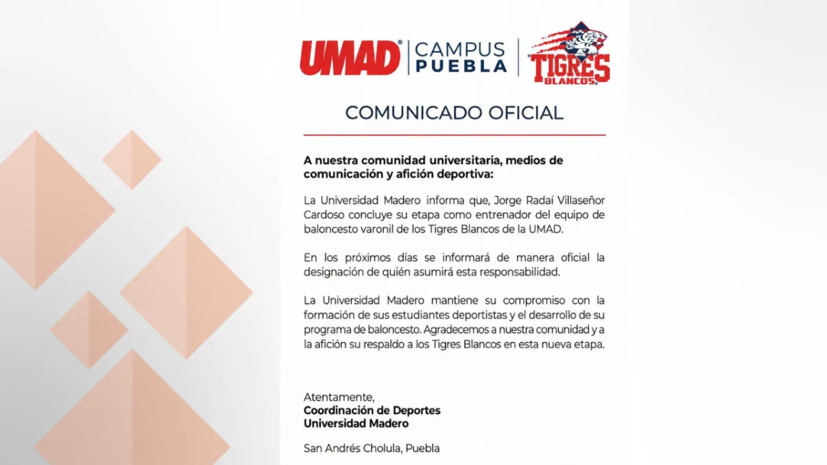 Anuncia la UMAD la baja del entrenador Radai Villaseñor