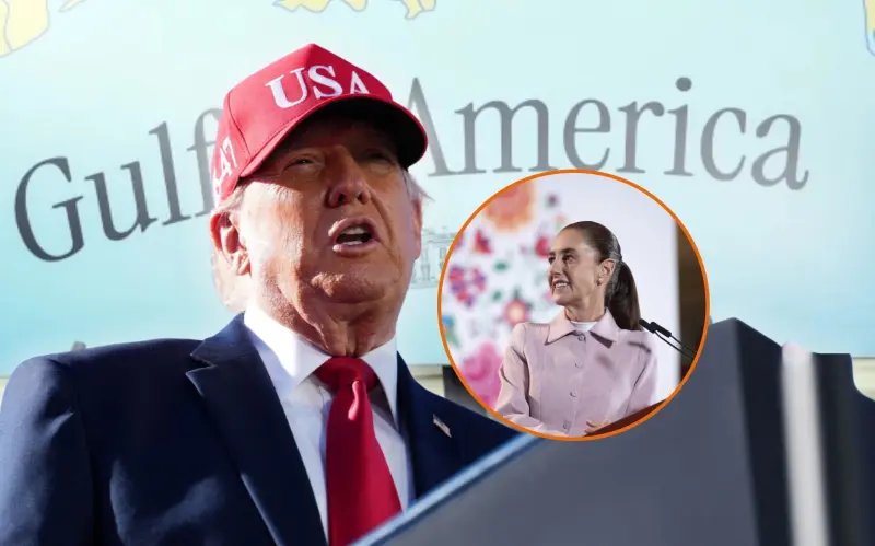 Donald Trump vuelve a imitar a Claudia Sheinbaum y asegura que, con su “hermosa voz”, le pidió “por favor” no rebautizar el Golfo de México; además, sostiene que EEUU tiene 93% de la costa, aunque los datos disponibles muestran otra proporción