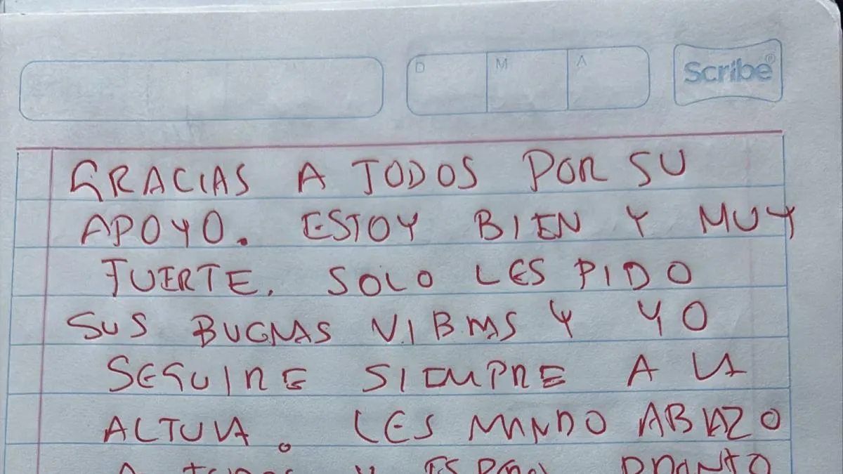 “Estoy bien y muy fuerte”: César Jáuregui envía mensaje de puño y letra a quienes lo apoyan