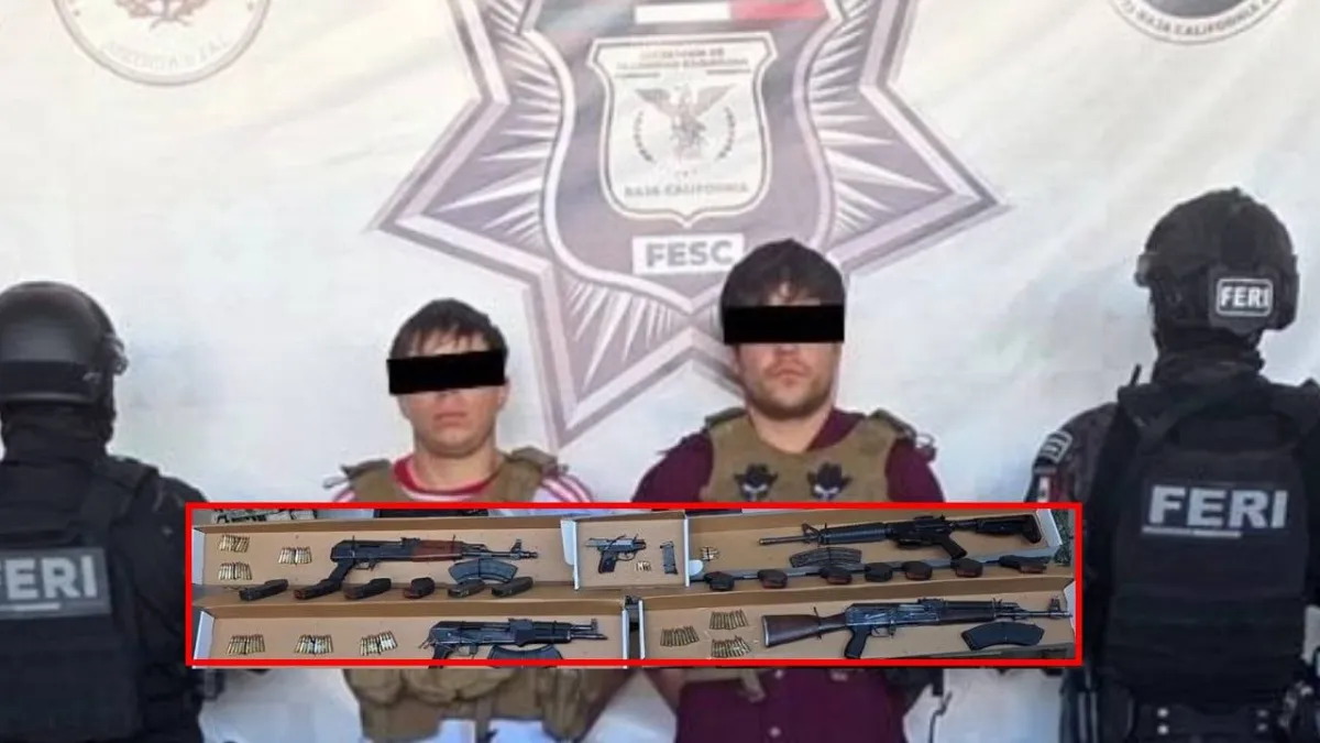 Capturan a dos con armamento, chalecos balísticos y “ponchallantas” en La Rumorosa