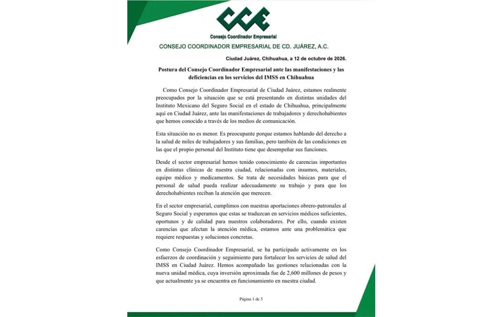 Ante protestas, exige CCE atender carencias del IMSS