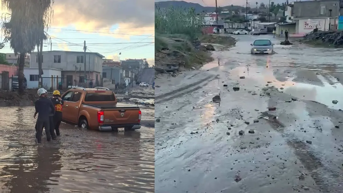 Rescatan a dos familias atrapadas en arroyos de Ensenada