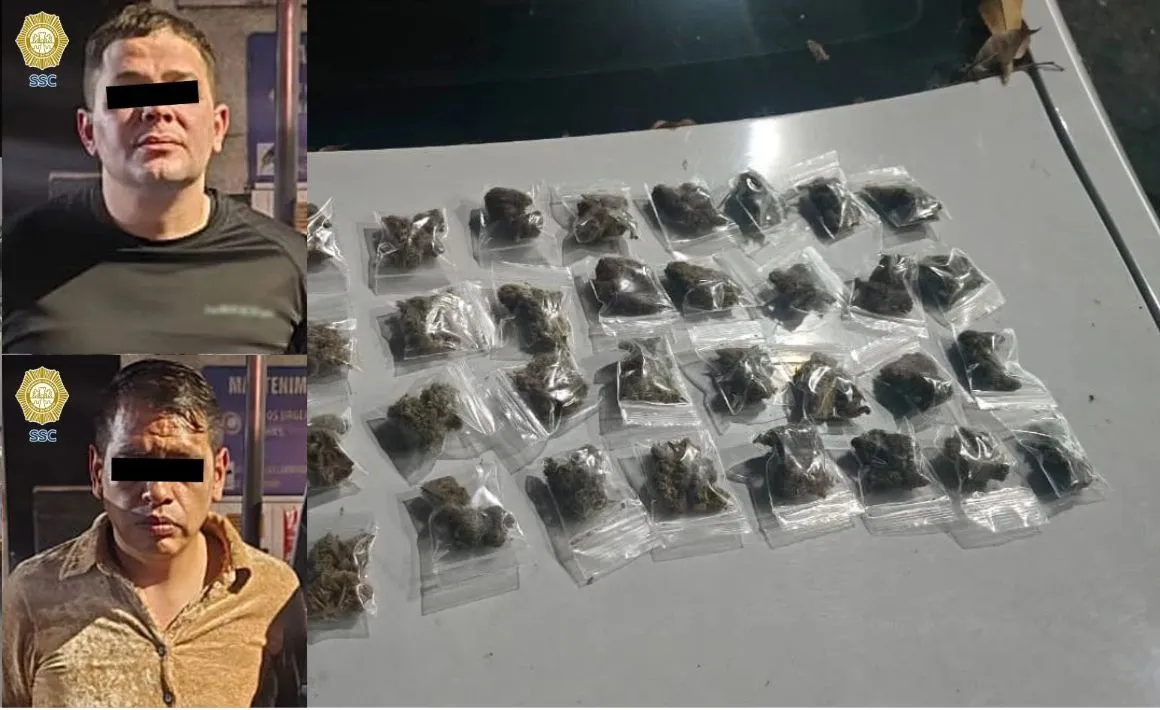 Detienen a 2 en Roma Norte con 40 bolsitas de marihuana