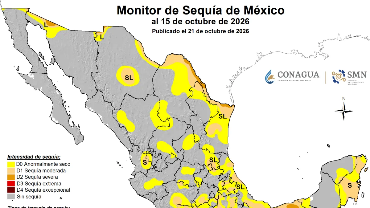 Libre de sequía 64.9% del territorio nacional, a un mes de que concluyan las lluvias